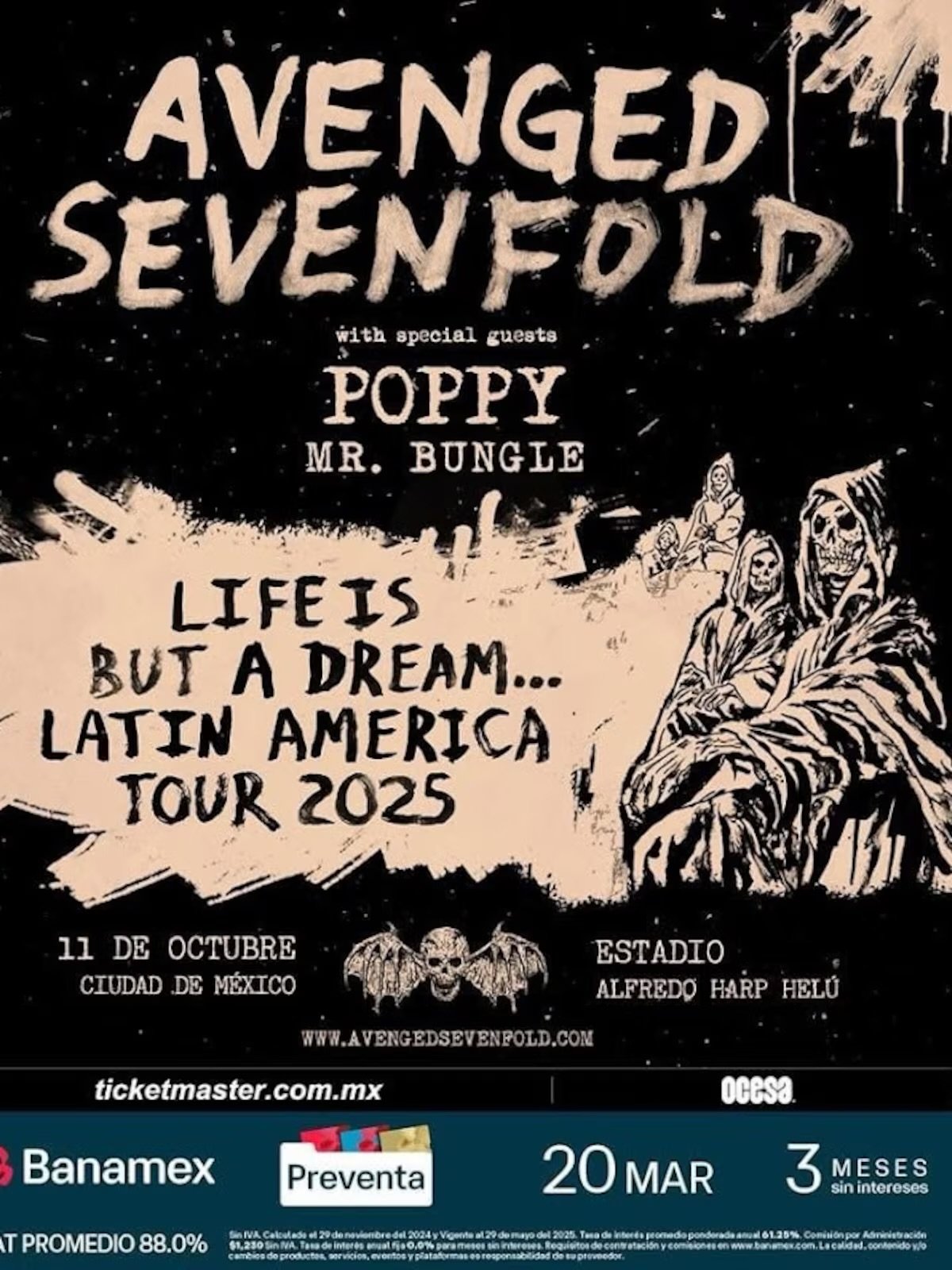 Avenged Sevenfold anuncia concierto en México tras 10 años de ausencia