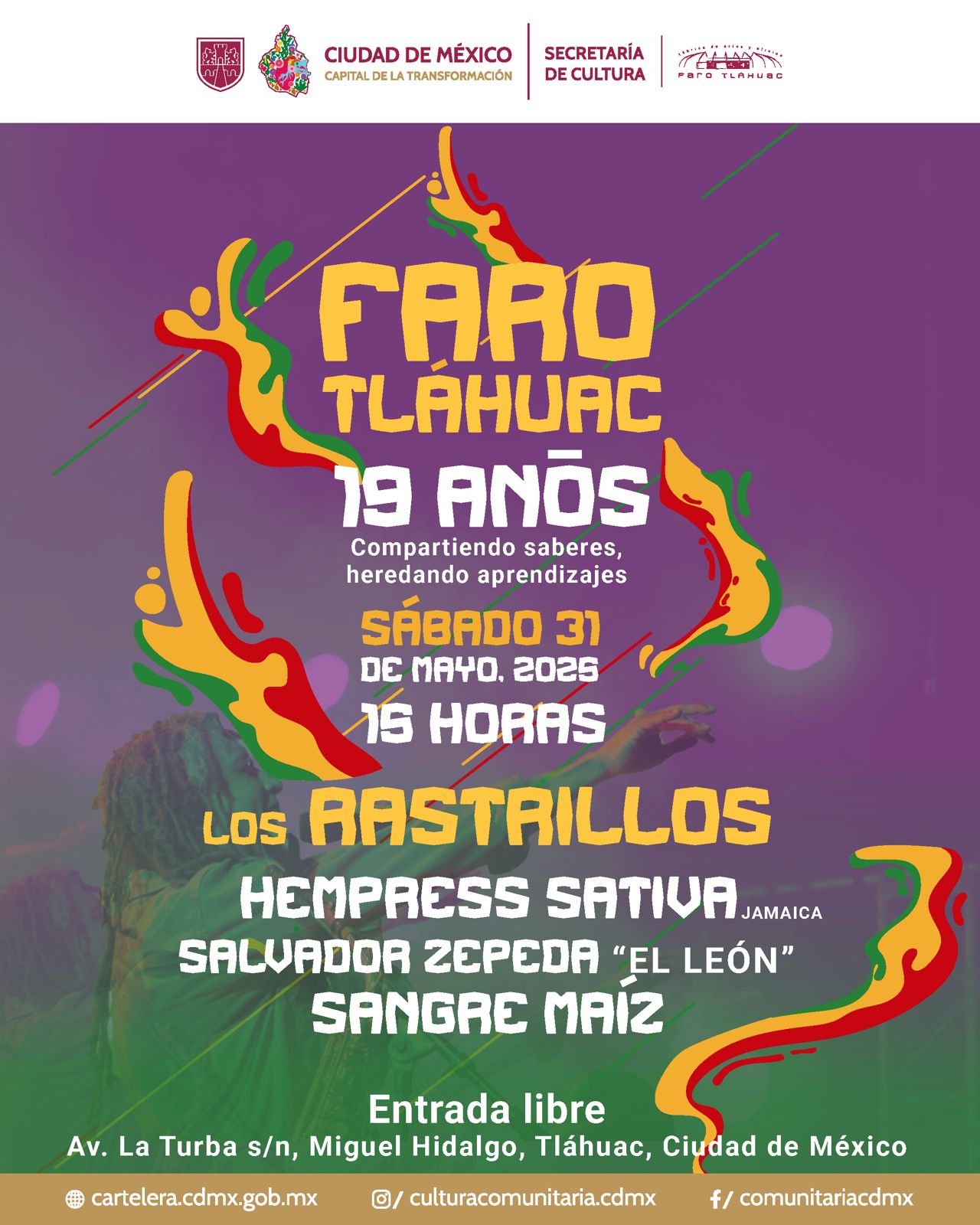 Reggae, resistencia y comunidad: FARO Tláhuac celebra su 19° aniversario con una fiesta musical gratuita